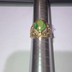 Brass and Gaspeite Poison Pill Ring